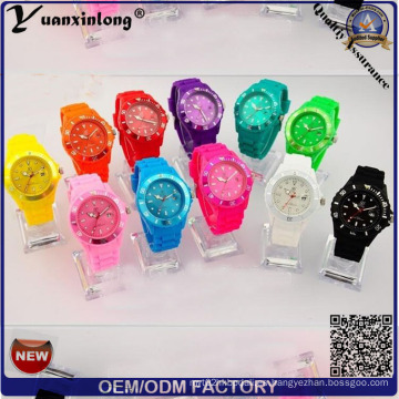 Yxl-821 mujeres de moda de silicona reloj de pulsera de cuarzo mujeres reloj de pulsera de la jalea, marca de descuento de señora Wtach